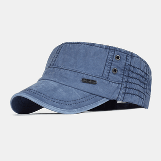 Cotton Military Cap For Men With Adjustable Fit - blue