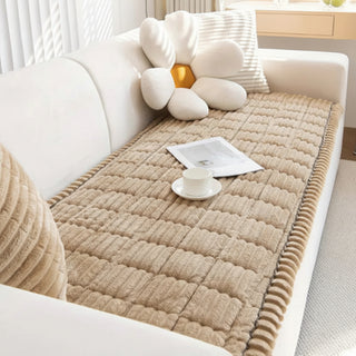 Quilted Winter Sofa Seat Cover With Non Slip - sky sand