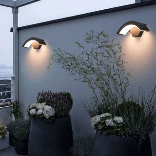 Outdoor Wall Light Fixture With Curved LED Motion Sensor