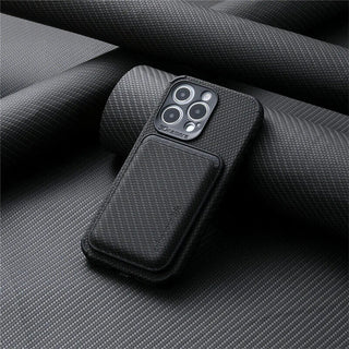 Magnetic Phone Wallet Case with Card Holder and Raised Edges - black
