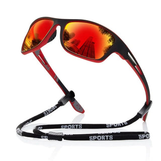 Men's Polarized Sports Sunglasses with Impact-Resistant Frame - red