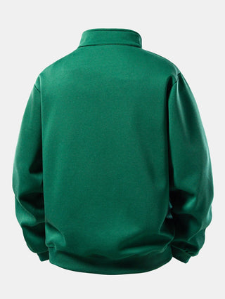 Men's American Flag Quarter Zip Sweatshirt – Relaxed Fit Stand Collar