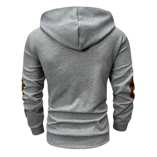 Men's Button-Placket Hooded Sweatshirt - Casual Henley Style