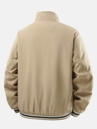 Men's Checked Lined Zip-Up Jacket - Relaxed Fit Casual