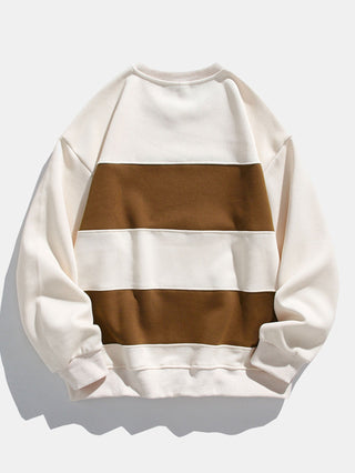 Men's Color Block Crew Neck Sweatshirt – Relaxed Fit Pullover