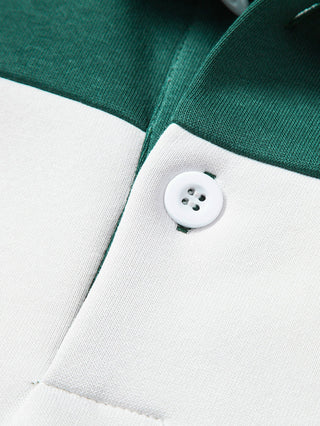 Men's Color Block Polo Sweatshirt – Relaxed Fit Striped Pullover
