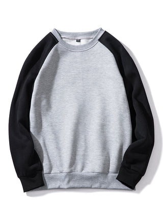 Men's Colorblock Raglan Sweatshirt – Relaxed Fit Crew Neck - Black/Grey