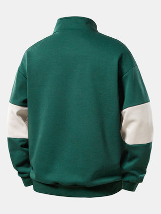 Men's Colour Block Quarter-Zip Sweatshirt – Relaxed Fit