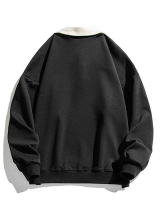Men's Contrast Polo Collar Sweatshirt – Relaxed Fit Pullover