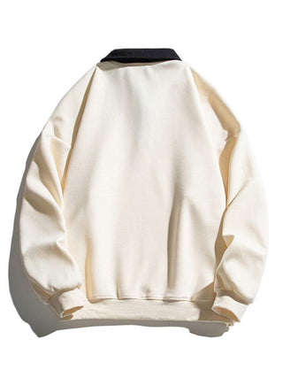 Men's Contrast Polo Collar Sweatshirt – Relaxed Fit Pullover