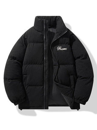 Men's Corduroy Puffer Jacket in black, Padded Winter Coat