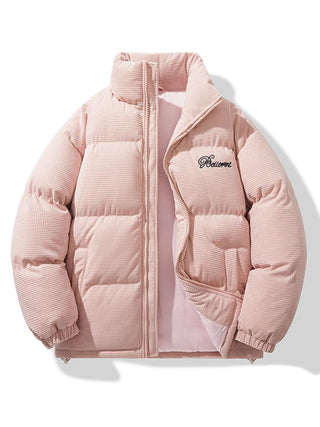 Men's Corduroy Puffer Jacket in light pink, Padded Winter Coat