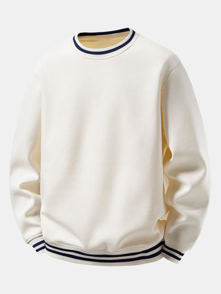 Men's Cotton Blend Crew Neck Sweatshirt – Relaxed Fit Casual - Beige