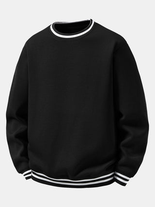 Men's Cotton Blend Crew Neck Sweatshirt – Relaxed Fit Casual - Black