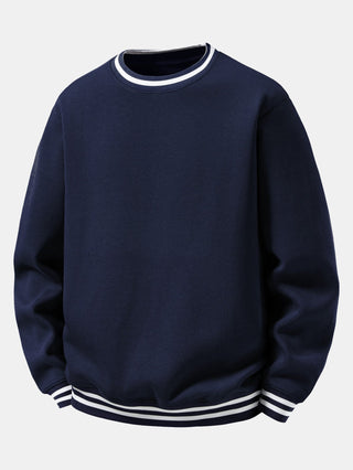 Men's Cotton Blend Crew Neck Sweatshirt – Relaxed Fit Casual - Navy