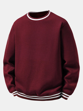 Men's Cotton Blend Crew Neck Sweatshirt – Relaxed Fit Casual - Wine Red