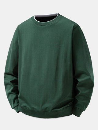 Men's Cotton Blend Layered Crew Neck Sweatshirt – Regular Fit - Dark Green