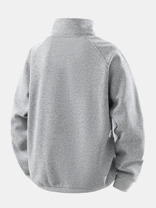 Men's Cotton Blend Quarter Zip Sweatshirt – Relaxed Fit Stand Collar