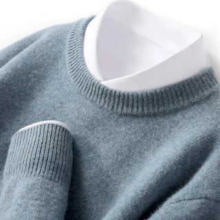 Men's Crew-Neck Knit Sweater in green, Classic Ribbed Knit