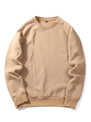 Men's Crew Neck Sweatshirt Raglan Sleeves – Relaxed Fit Casual - Beige