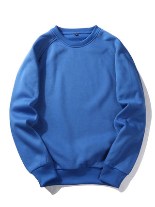 Men's Crew Neck Sweatshirt Raglan Sleeves – Relaxed Fit Casual - Blue