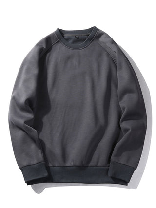 Men's Crew Neck Sweatshirt Raglan Sleeves – Relaxed Fit Casual - Grey