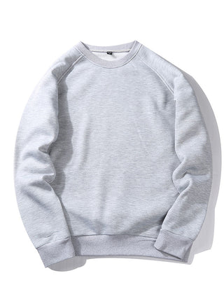 Men's Crew Neck Sweatshirt Raglan Sleeves – Relaxed Fit Casual - Light Grey