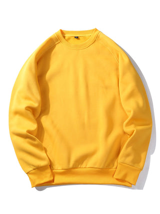 Men's Crew Neck Sweatshirt Raglan Sleeves – Relaxed Fit Casual - Yellow