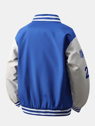Men's Embroidered Varsity Bomber Jacket - Relaxed Fit