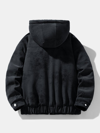Men's Faux Suede Hooded Winter Jacket – Relaxed Fit