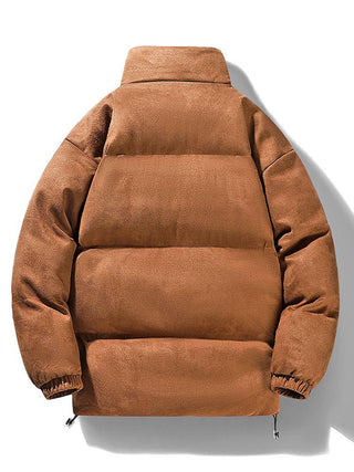 Men's Faux Suede Puffer Jacket – Padded Winter Outerwear