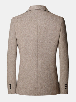 Men's Fine Check Wool Look Blazer – Regular Fit Notched Lapel Jacket