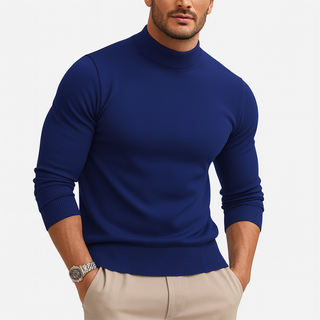 Men's Fine-Gauge Turtleneck Sweater in blue, Relaxed Fit