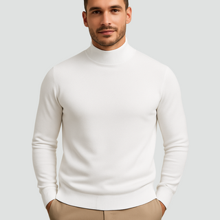 Men's Fine-Gauge Turtleneck Sweater in white, Relaxed Fit