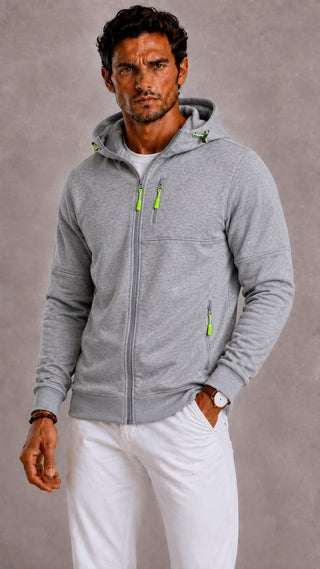 Men's Full-Zip Hoodie with Side Pockets in light grey, Jesper