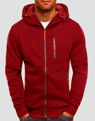 Men's Full-Zip Hoodie with Side Pockets in wine red, Jesper