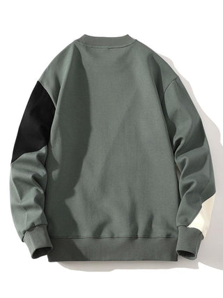 Men's Geometric Patchwork Crew Neck Sweatshirt – Relaxed Fit