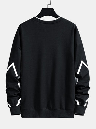 Men's Geometric Print Crew Neck Sweatshirt – Relaxed Fit