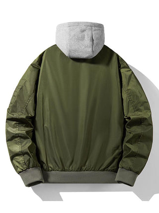 Men's Hooded Bomber Jacket – Contrast Lining Zip-Up