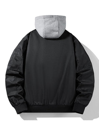 Men's Hooded Bomber Jacket – Contrast Lining Zip-Up