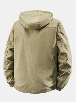 Men's Lightweight Nylon Windbreaker Jacket – Detachable Hood Relaxed F