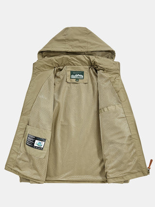 Men's Lightweight Nylon Windbreaker Jacket – Detachable Hood Relaxed F