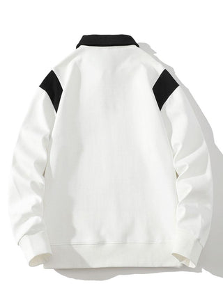 Men's Polo Collar Sweatshirt – Relaxed Fit Colour Block Pullover