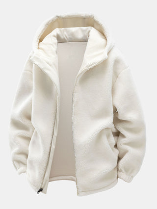 Men's Reversible Corduroy Hooded Jacket in off white, Relaxed Fit