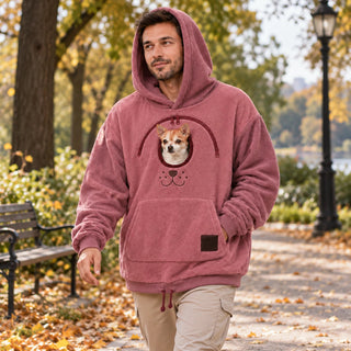Men's Small Dog Pouch Hoodie - Hands-Free Carrier