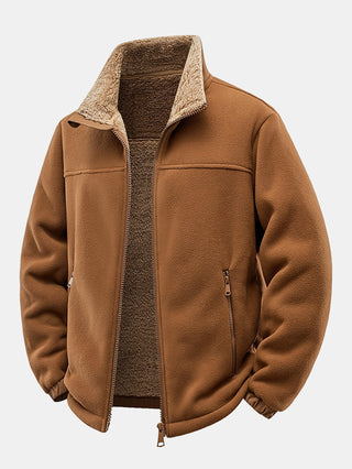 Men's Teddy-Lined Polar Fleece Jacket in brown, Relaxed Fit