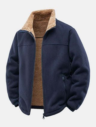 Men's Teddy-Lined Polar Fleece Jacket in navy, Relaxed Fit