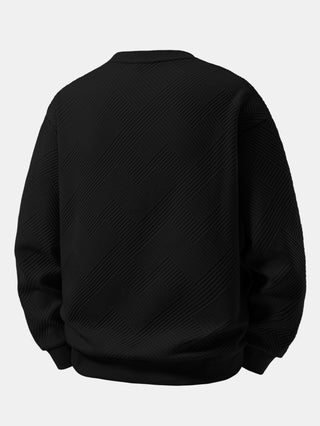 Men's Textured Jacquard Crew Neck Sweatshirt – Relaxed Fit