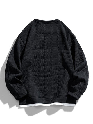 Men's Textured Jacquard Crew Neck Sweatshirt – Relaxed Fit