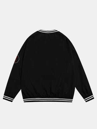 Men's V-Neck Baseball Sweatshirt – Oversized Graphic Pullover